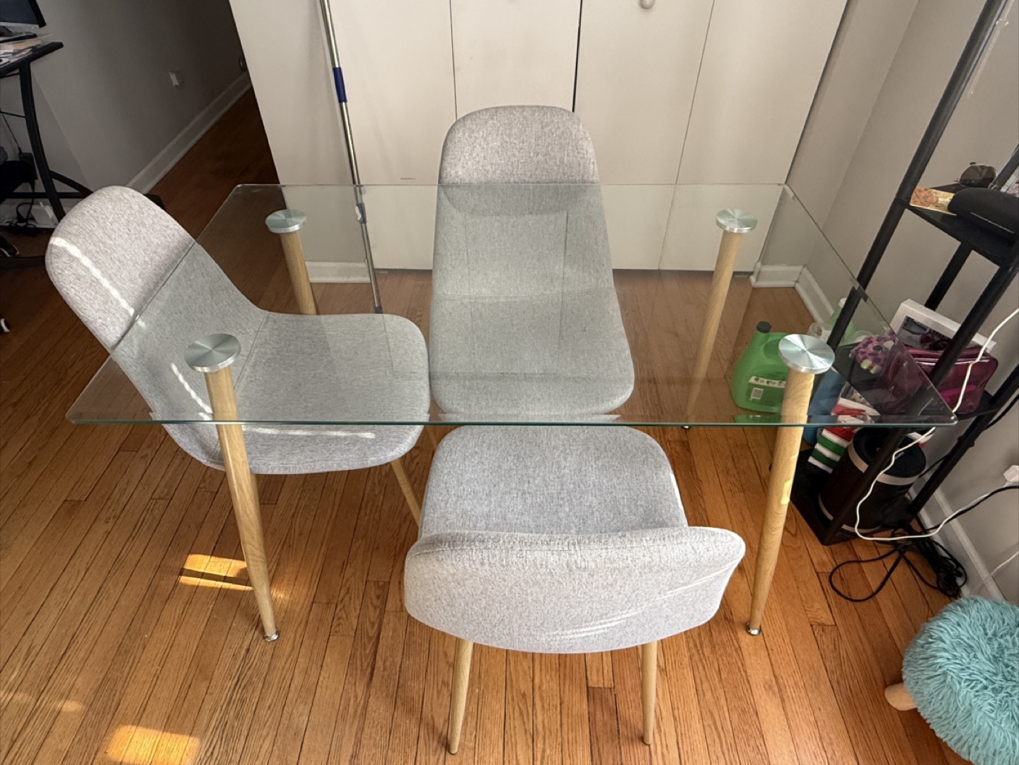 Glass Top Dining Table with 4 Chairs