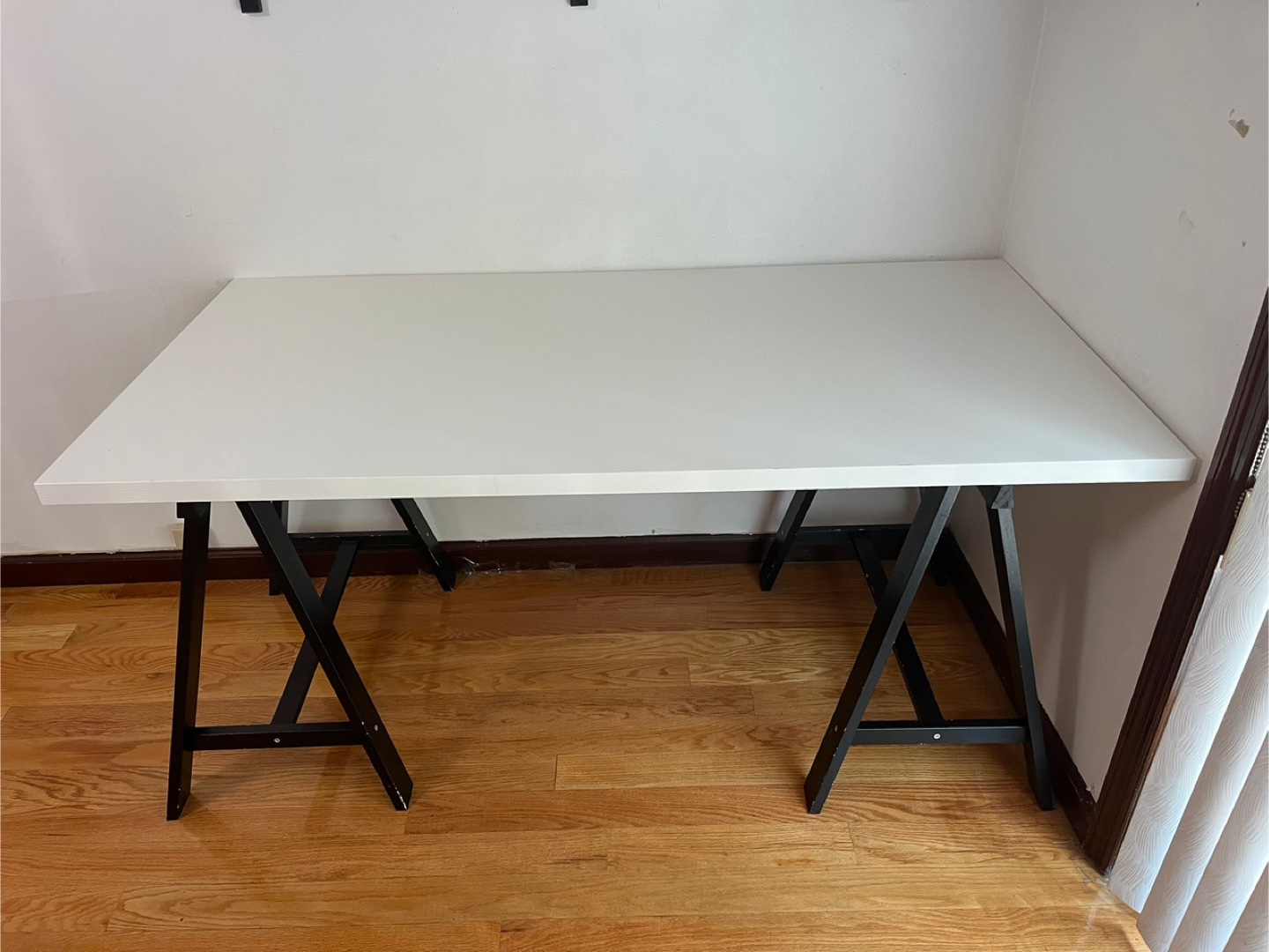 Ikea large White Table with Black Legs