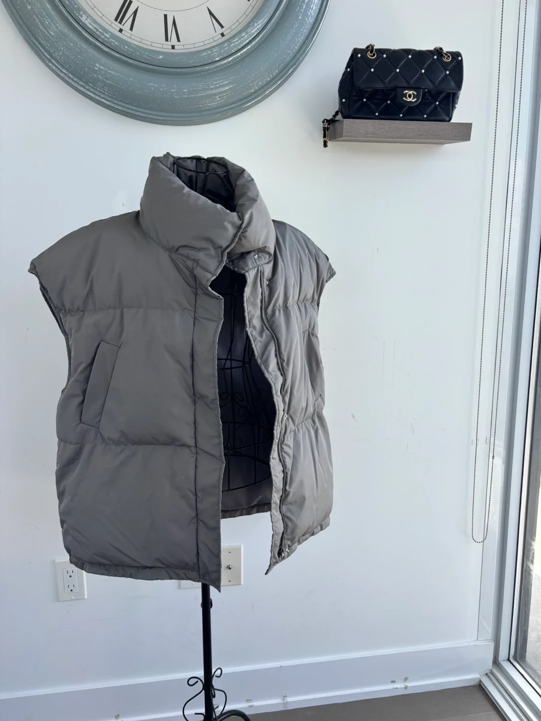 Grey Puffer Vest - Size Unknown thumbnail
