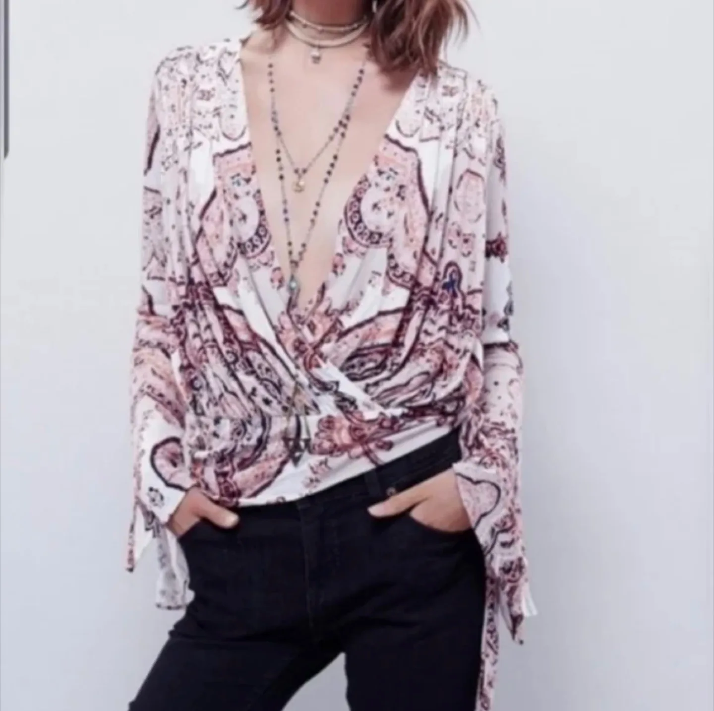 Free People Paisley Surplice Top thumbnail