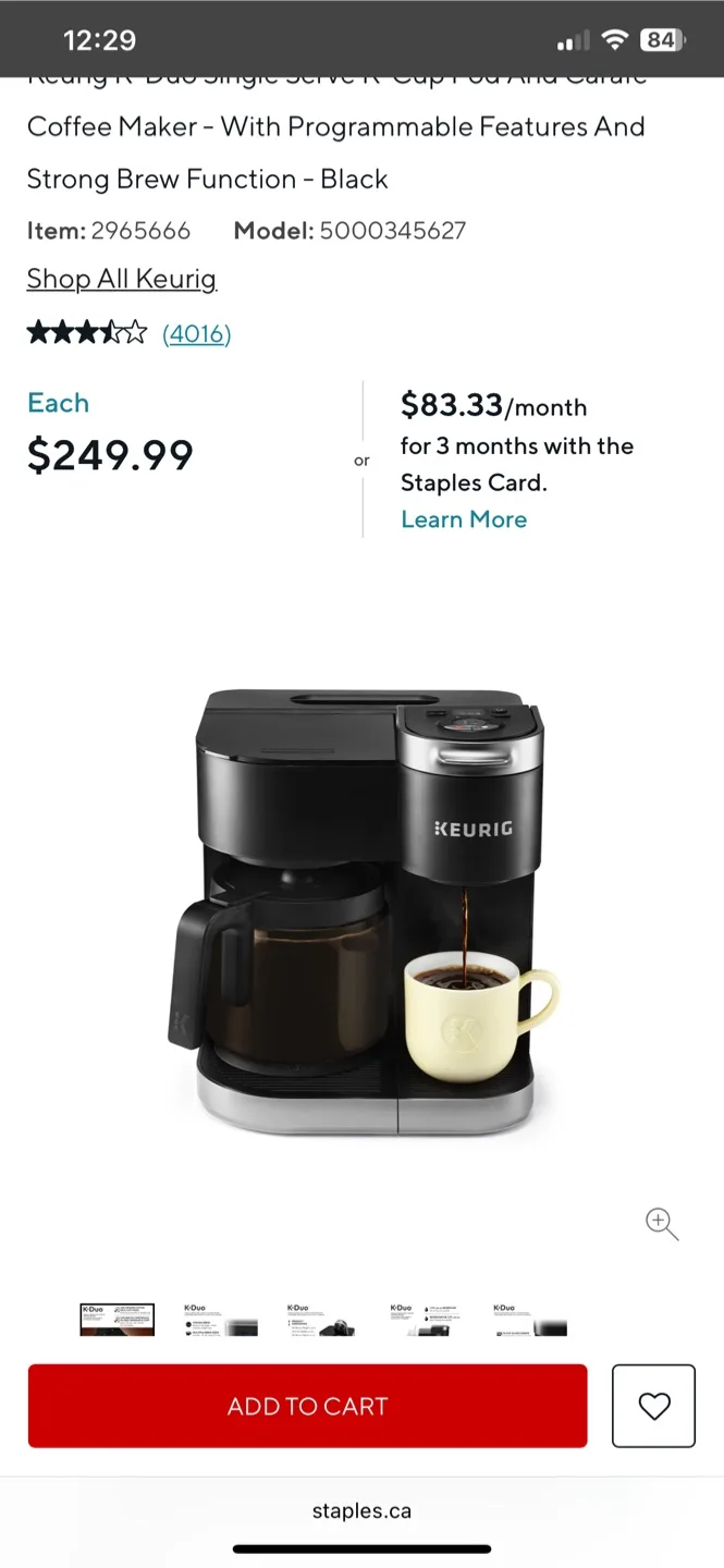 Keurig K-Duo Coffee Maker - Black thumbnail