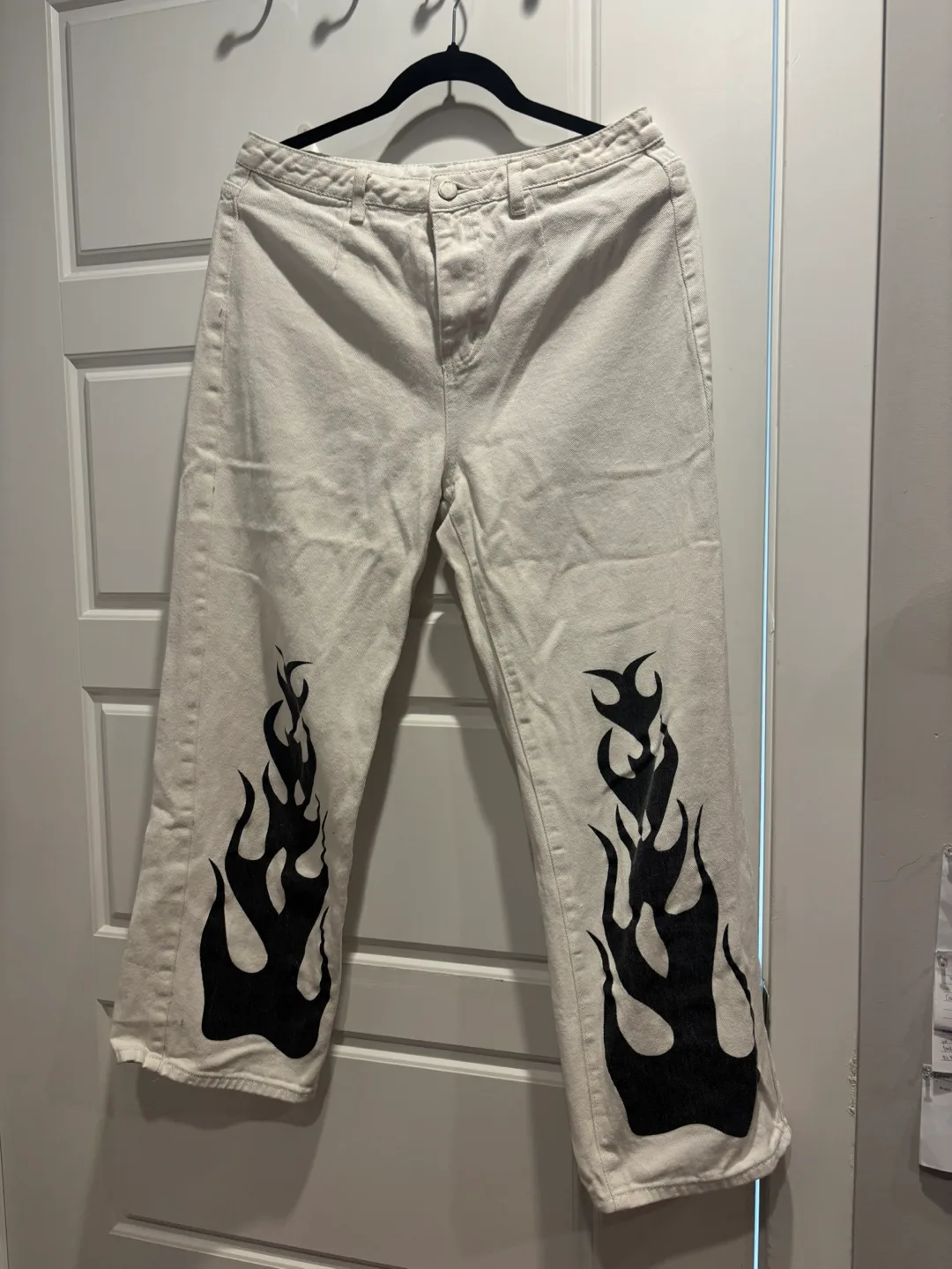 White Jeans with Flame Design thumbnail