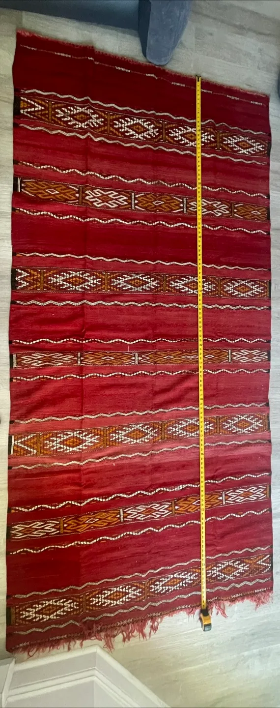 New Authentic Kilim Berber Red Moroccan Area Rug (4.5ft x 9ft) image indicator(4)