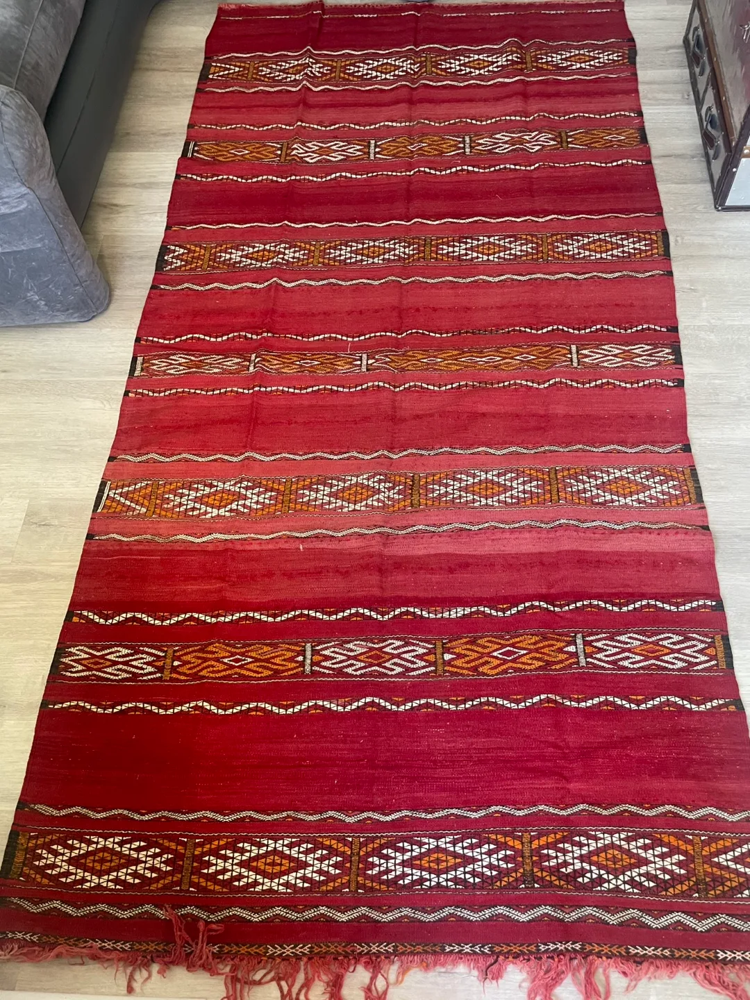 New Authentic Kilim Berber Red Moroccan Area Rug (4.5ft x 9ft) image indicator(2)
