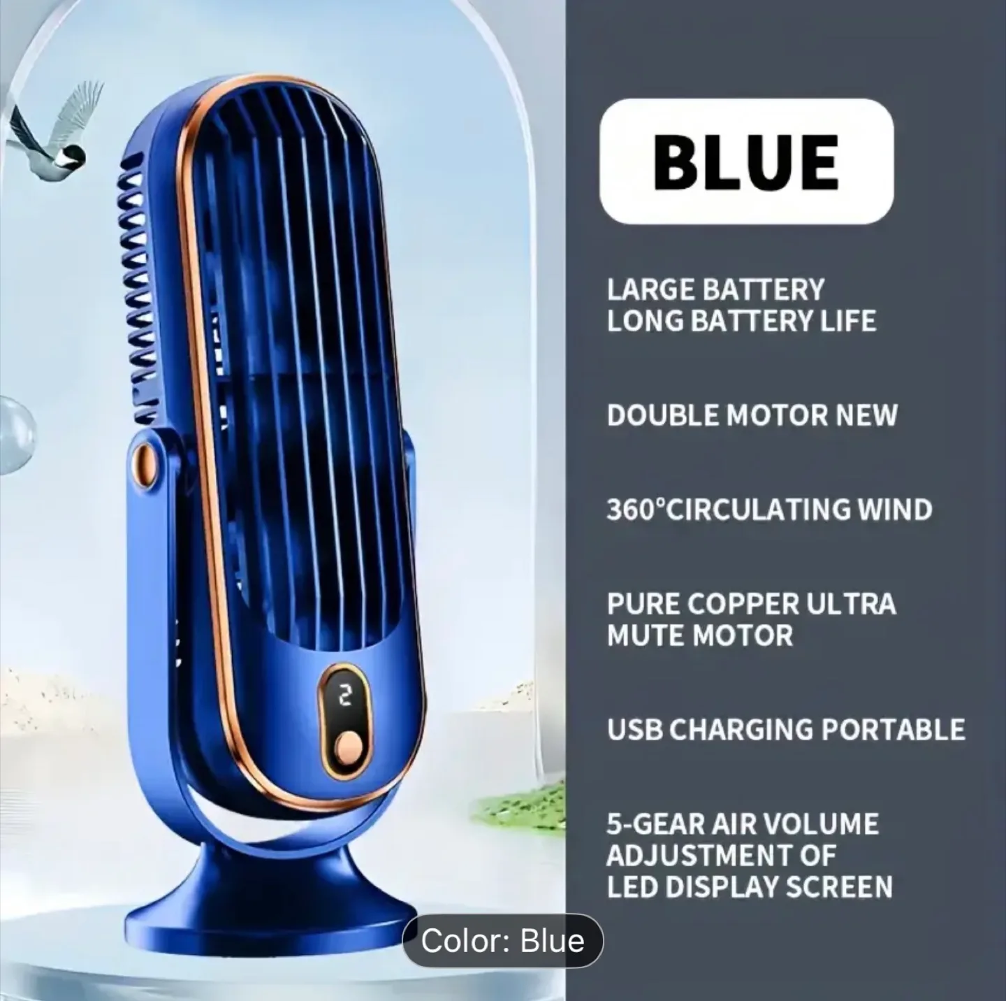 Small Blue Portable Desk Fan - Like New! image indicator(2)
