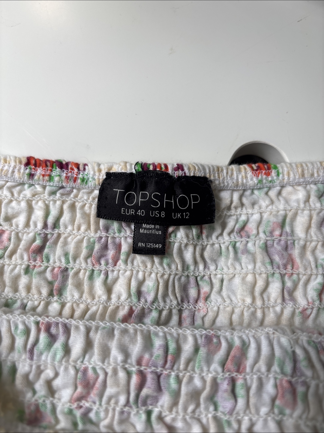 Topshop Floral Smocked Off-the-Shoulder Top - US 8 - photo 4