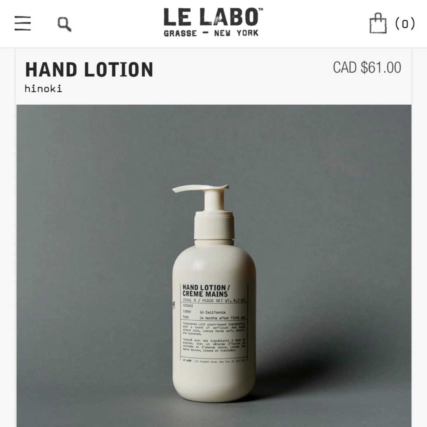 NEW Le Labo Hinoki hand lotion 250ml image indicator(3)