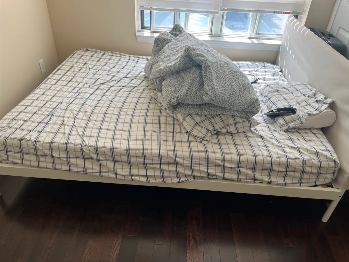 Bed frame with mattress and bedding thumbnail