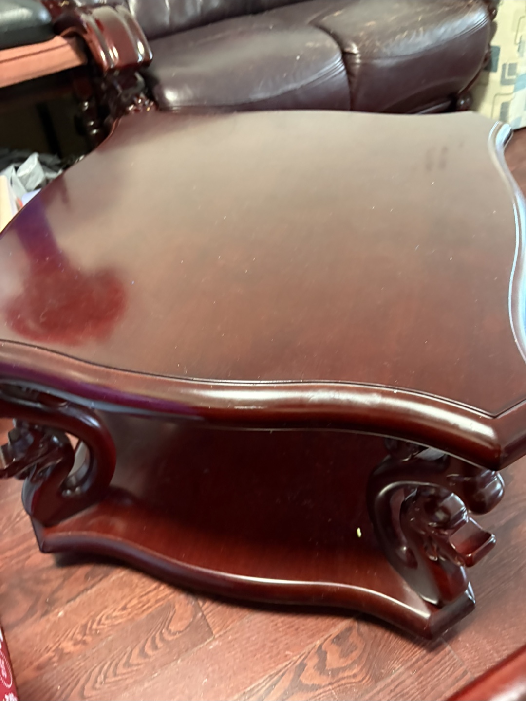 Dark wood coffee table