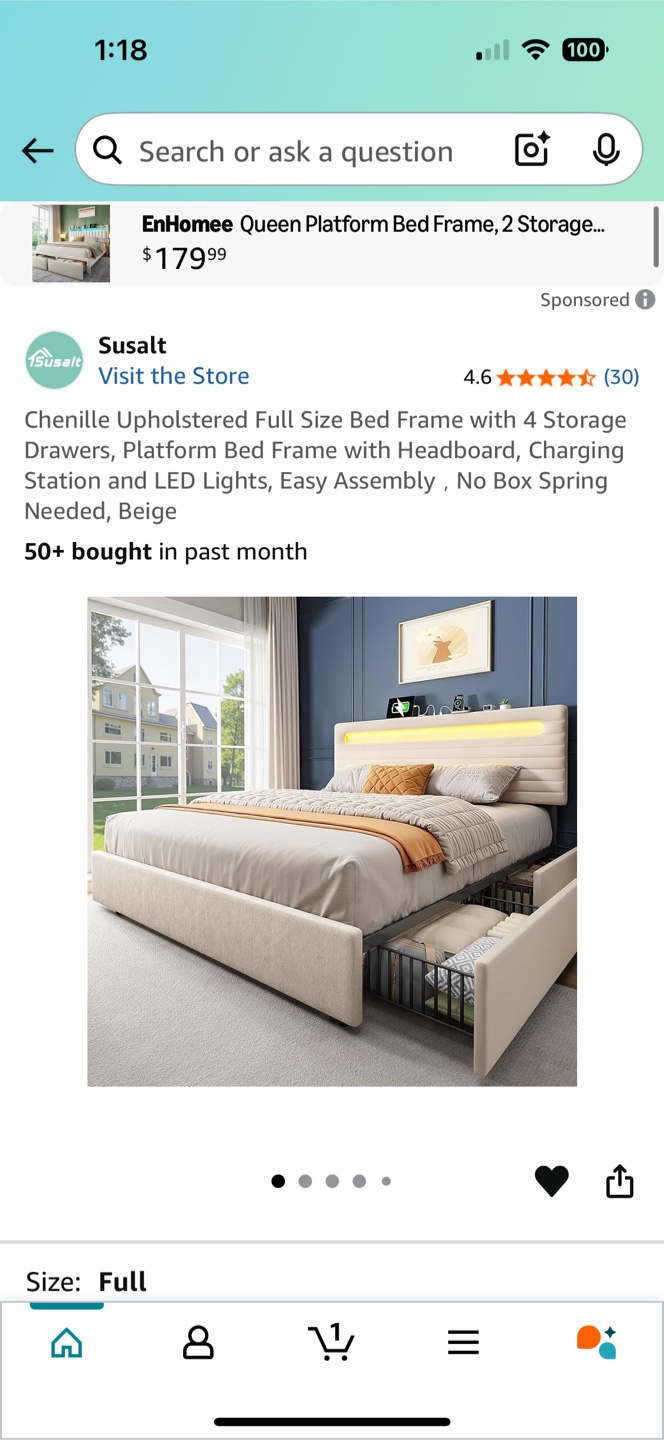 Susalt Full Size Bed Frame with 4 Storage Drawers - photo 3