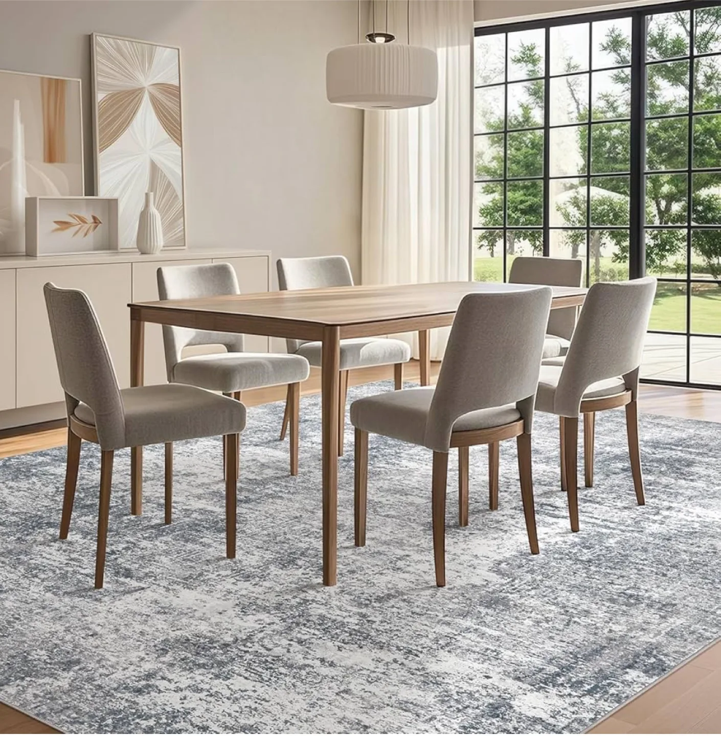 Abstract Blue & White Area Rug image indicator(3)