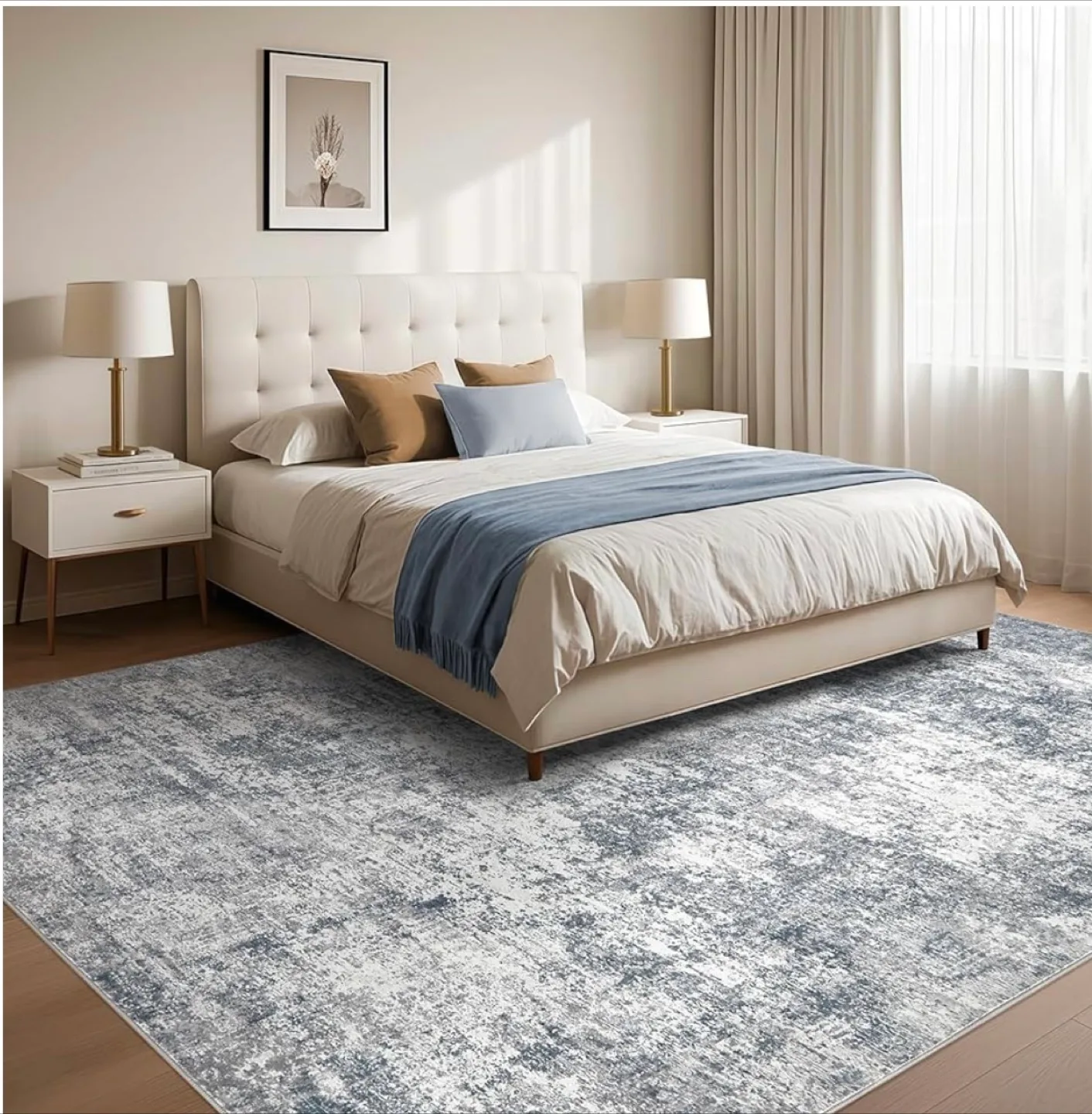 Abstract Blue & White Area Rug image indicator(2)