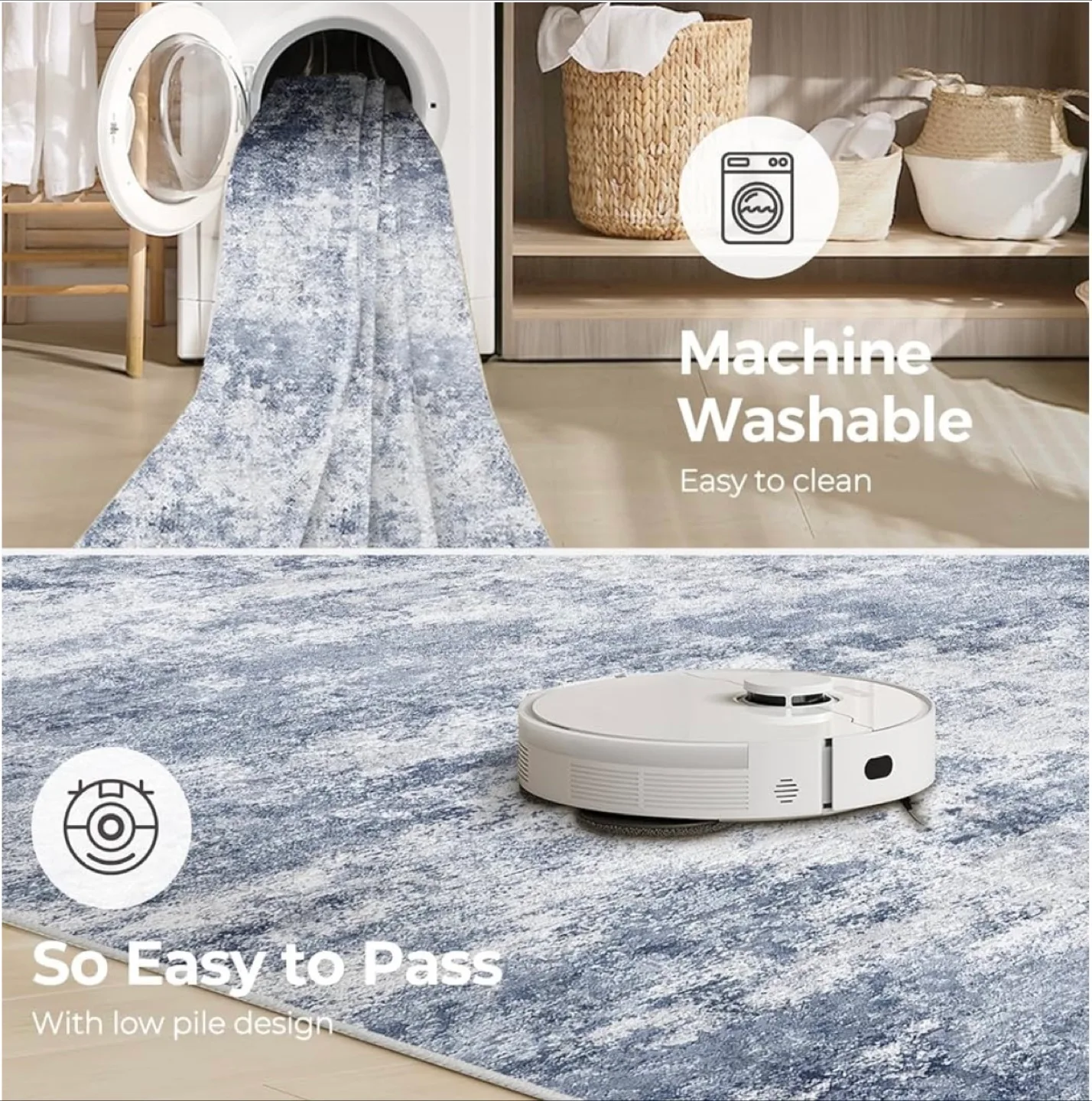 Abstract Blue & White Area Rug image indicator(5)