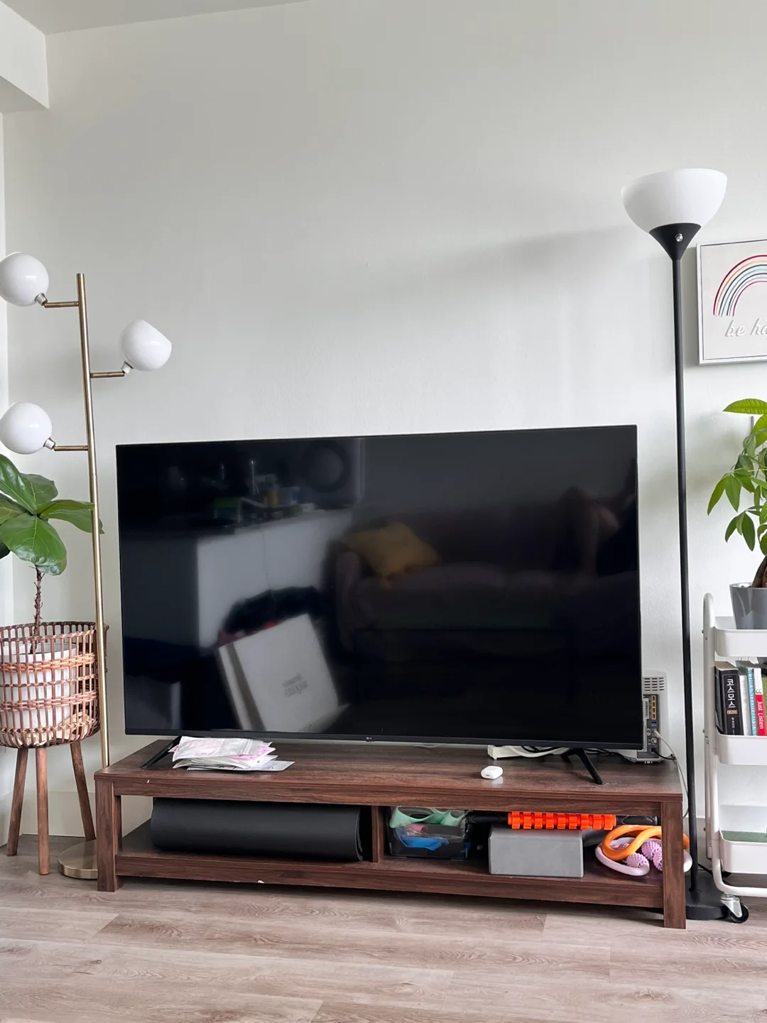 TV stand - brown wood (60in long) thumbnail
