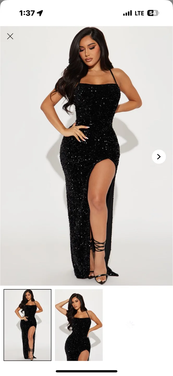 Fashion Nova Black Sequin Gown thumbnail