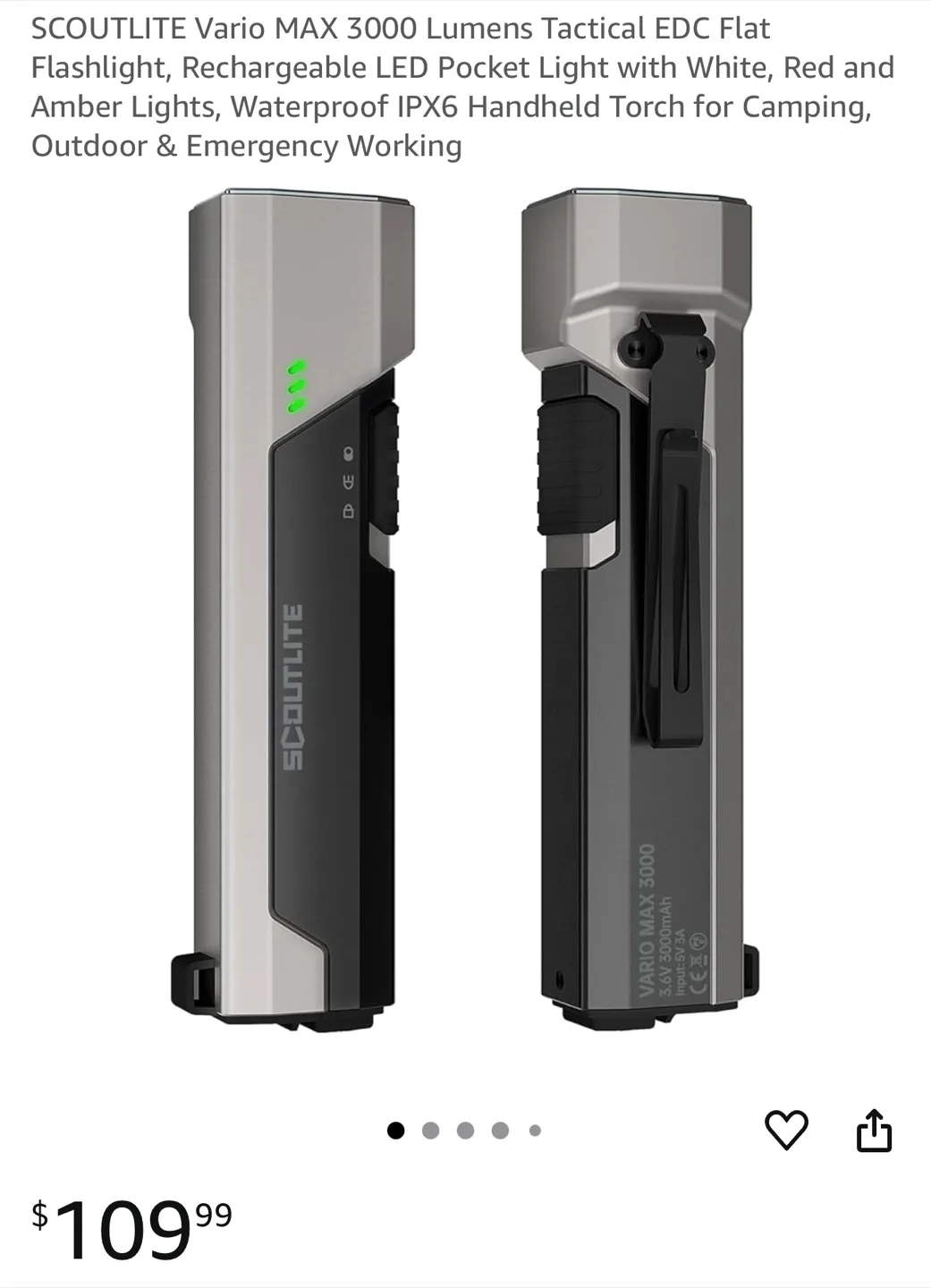 SCOUTLITE Vario MAX 3000 Tactical EDC Flashlight thumbnail