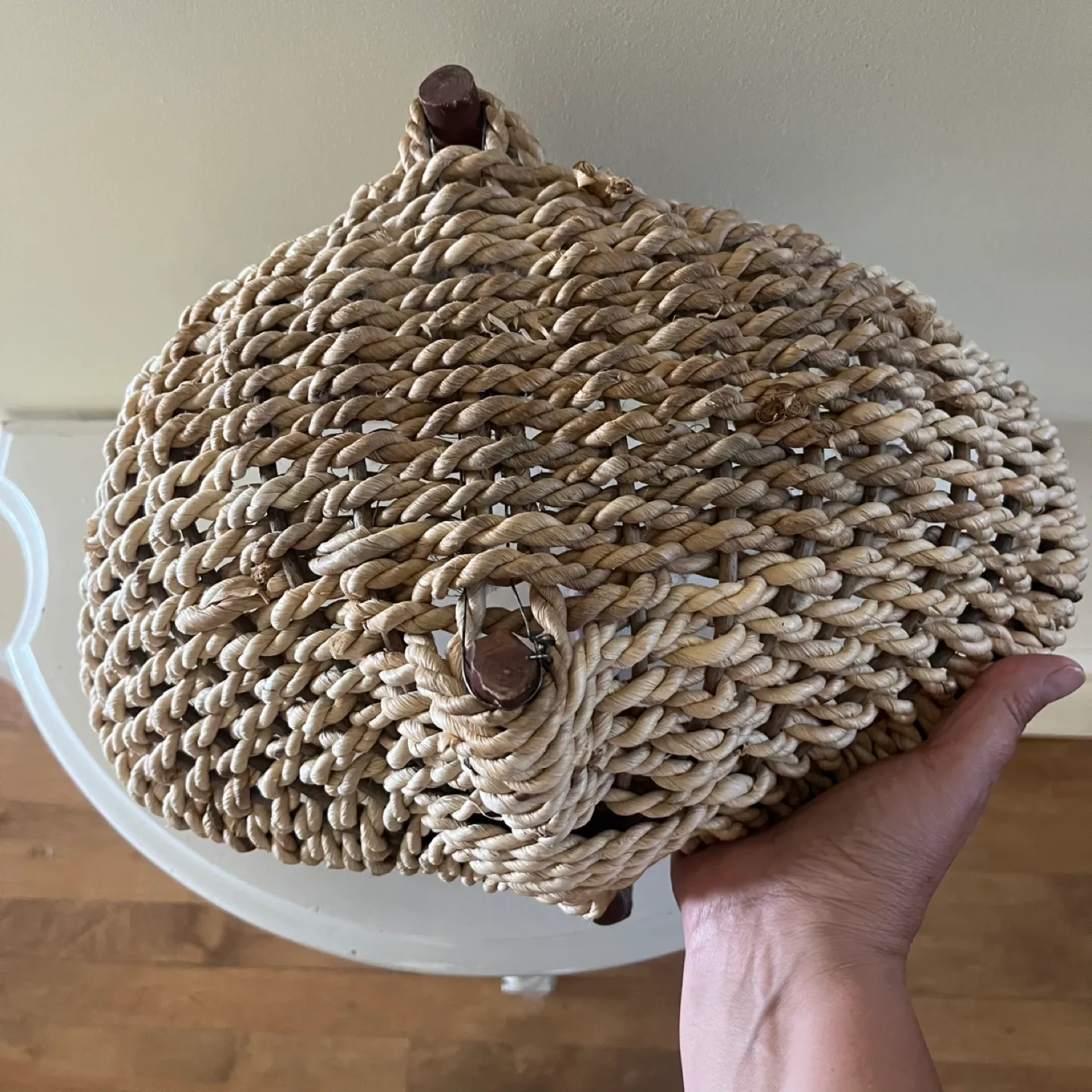 Woven Basket with Wood Handle image indicator(3)