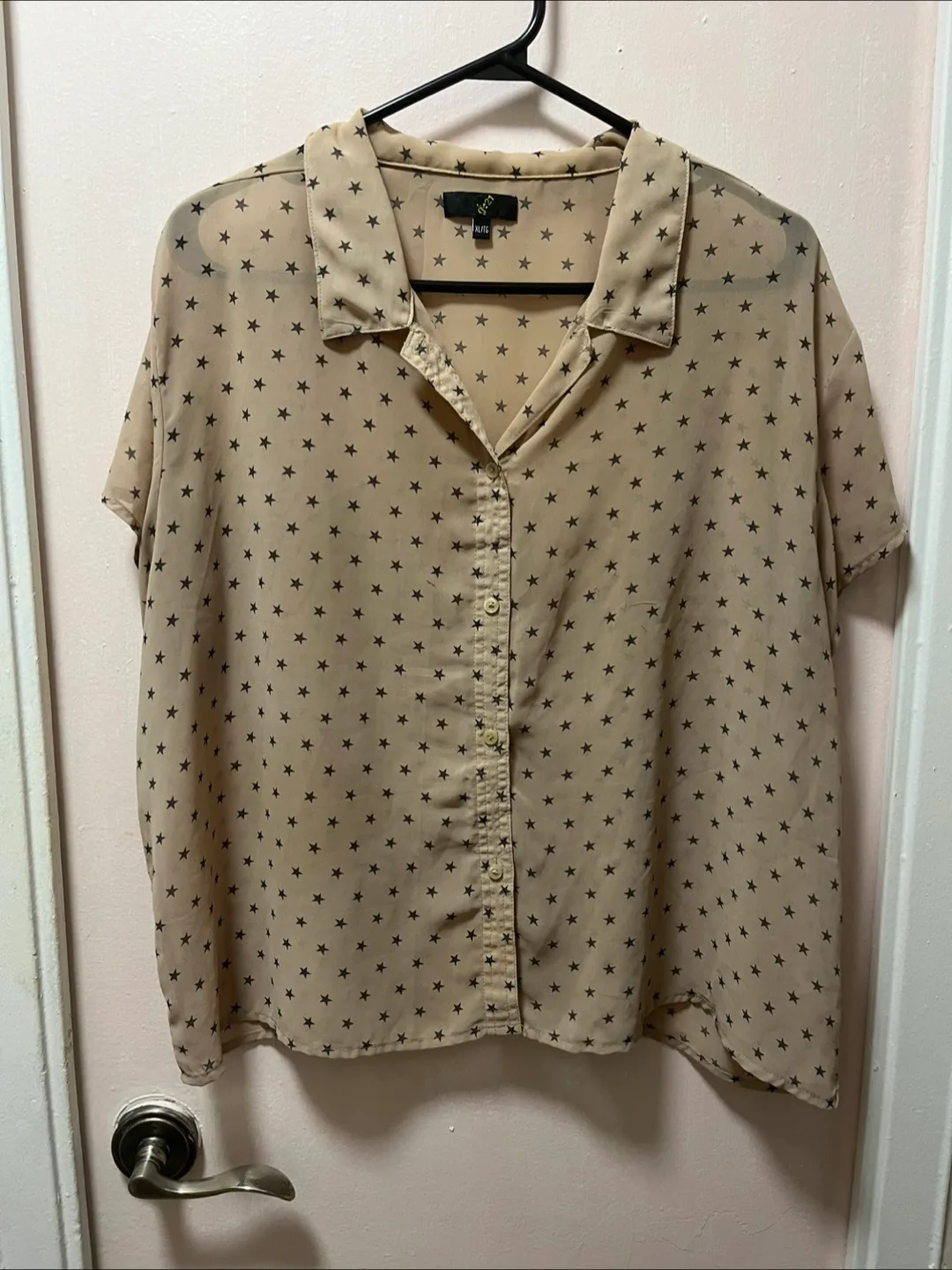 Beige Star Print Blouse - Size XL thumbnail