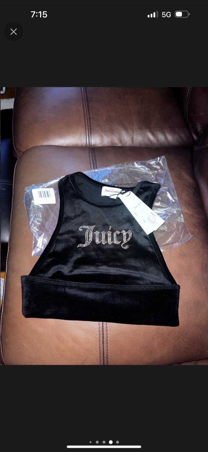 NEW Juicy Couture Black Velour Racerback Top - Size S - photo 3