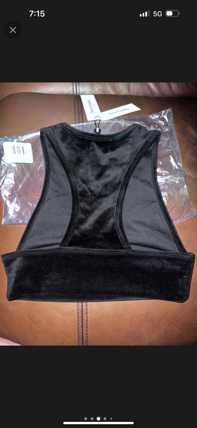 NEW Juicy Couture Black Velour Racerback Top - Size S - photo 5