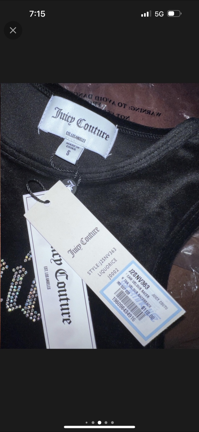 NEW Juicy Couture Black Velour Racerback Top - Size S - photo 4
