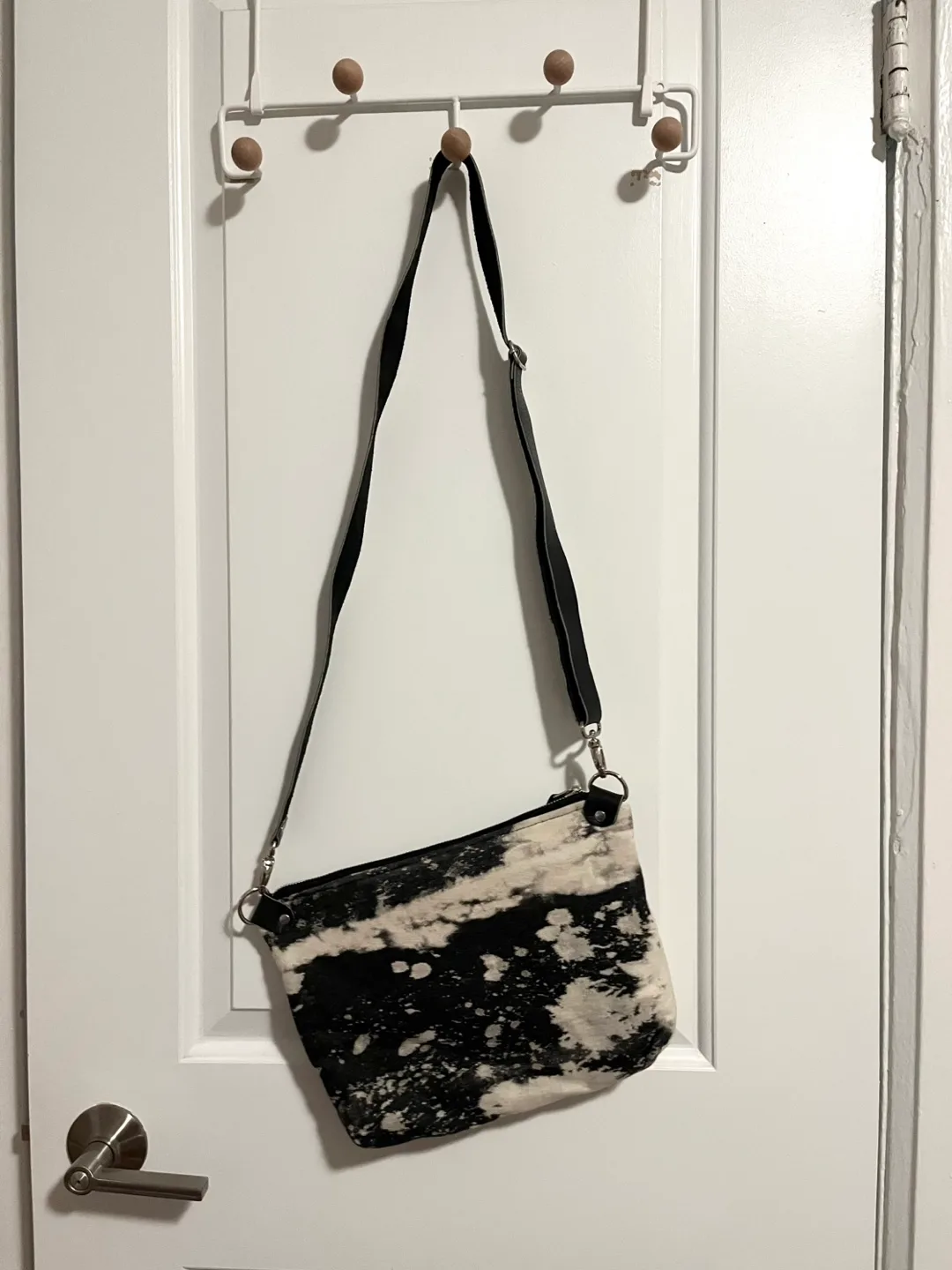 Denim and leather crossbody bag thumbnail