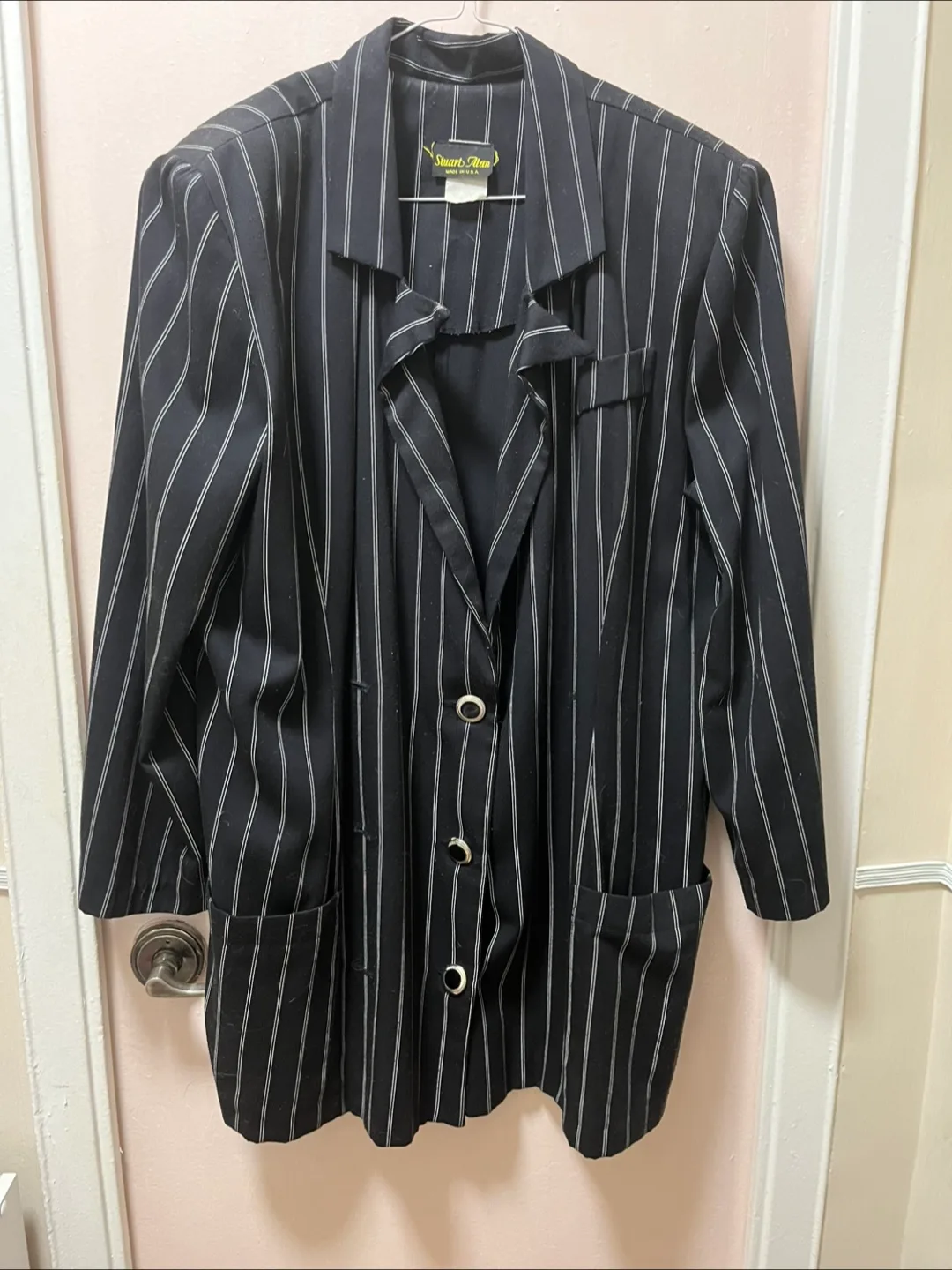 Oversized Black & White Pinstripe Blazer thumbnail