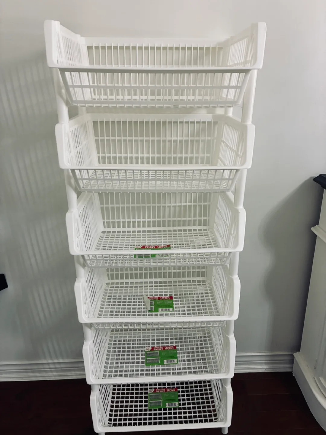 White Stacking Canasta Basket Shelves thumbnail