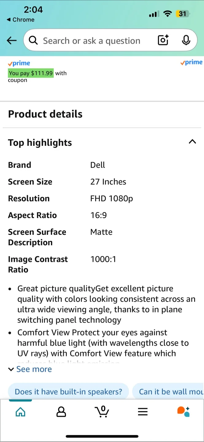 27 in Dell Monitor (bought $270) image indicator(2)