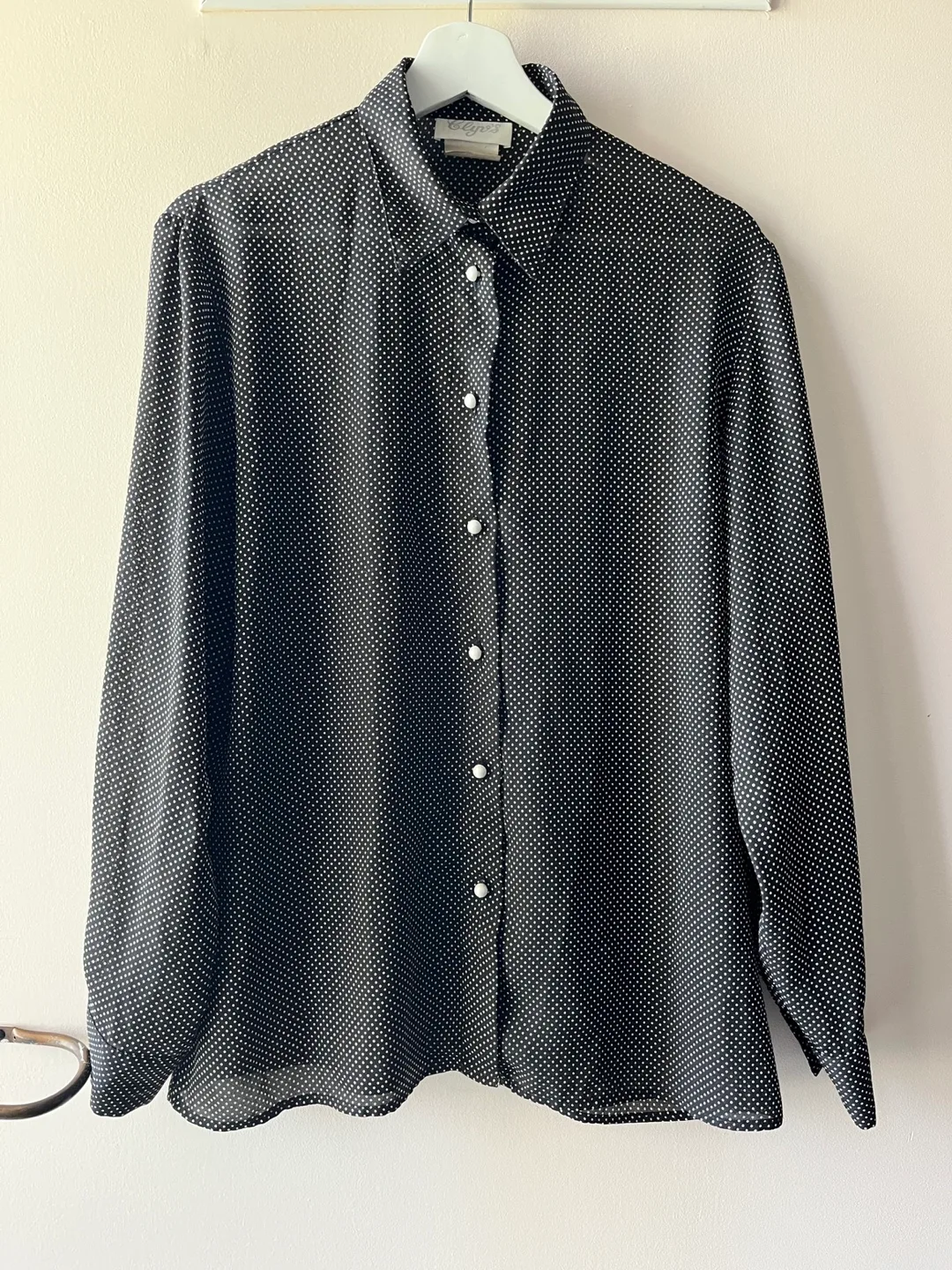 Polka Dot Black & White Button Up Blouse - Size M thumbnail