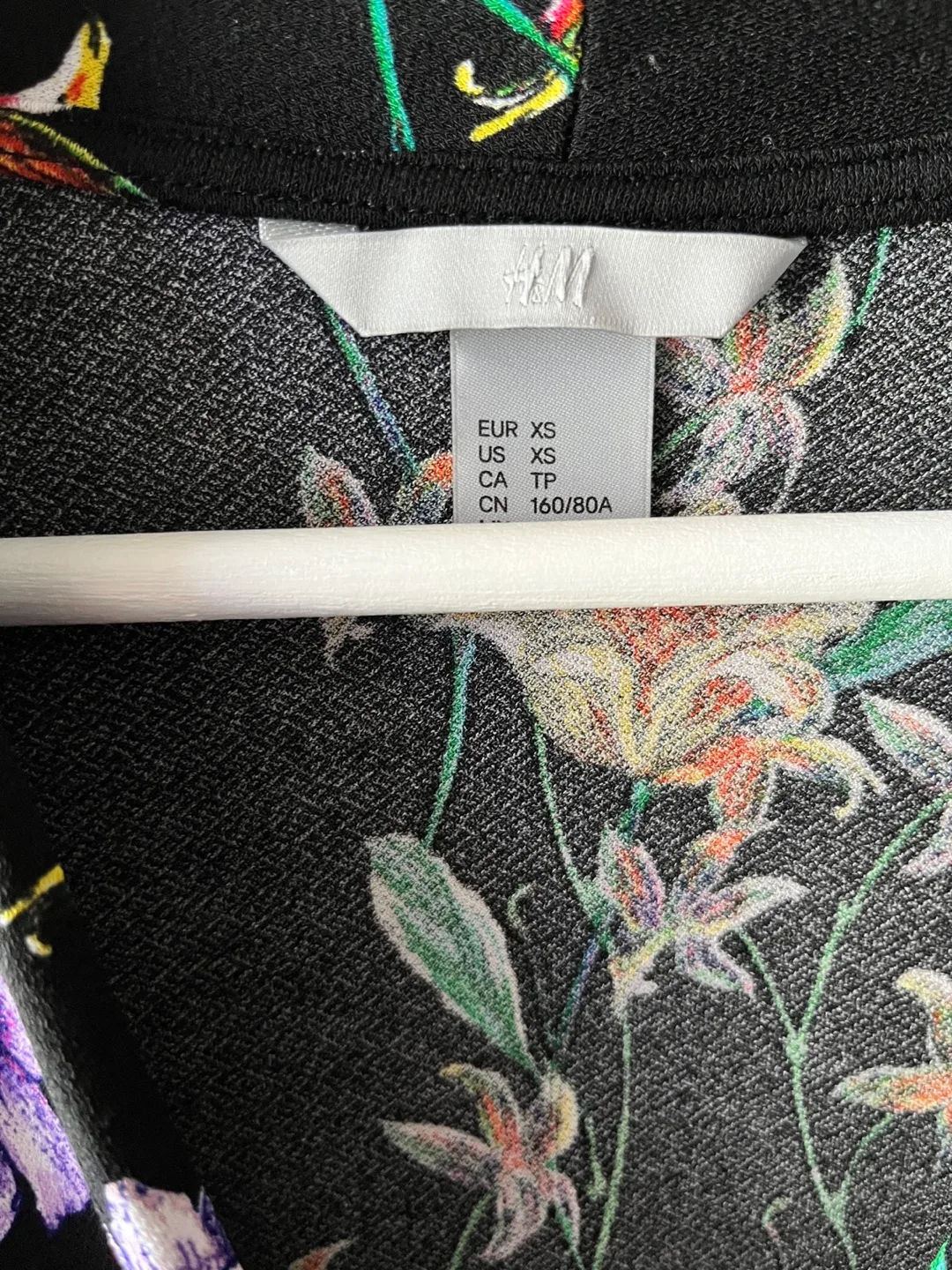 H&M Black Floral Wrap Dress - Size XS image indicator(2)