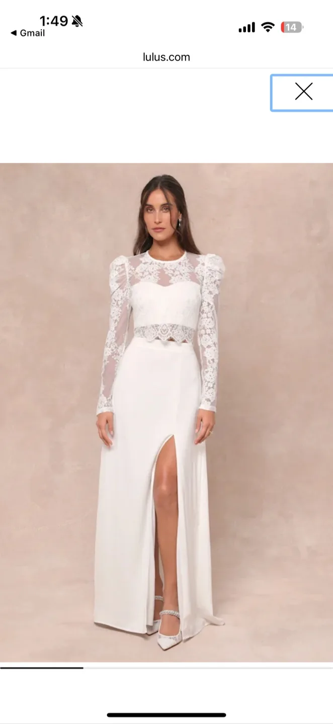 Lulus White Lace Two-Piece Maxi Dress thumbnail