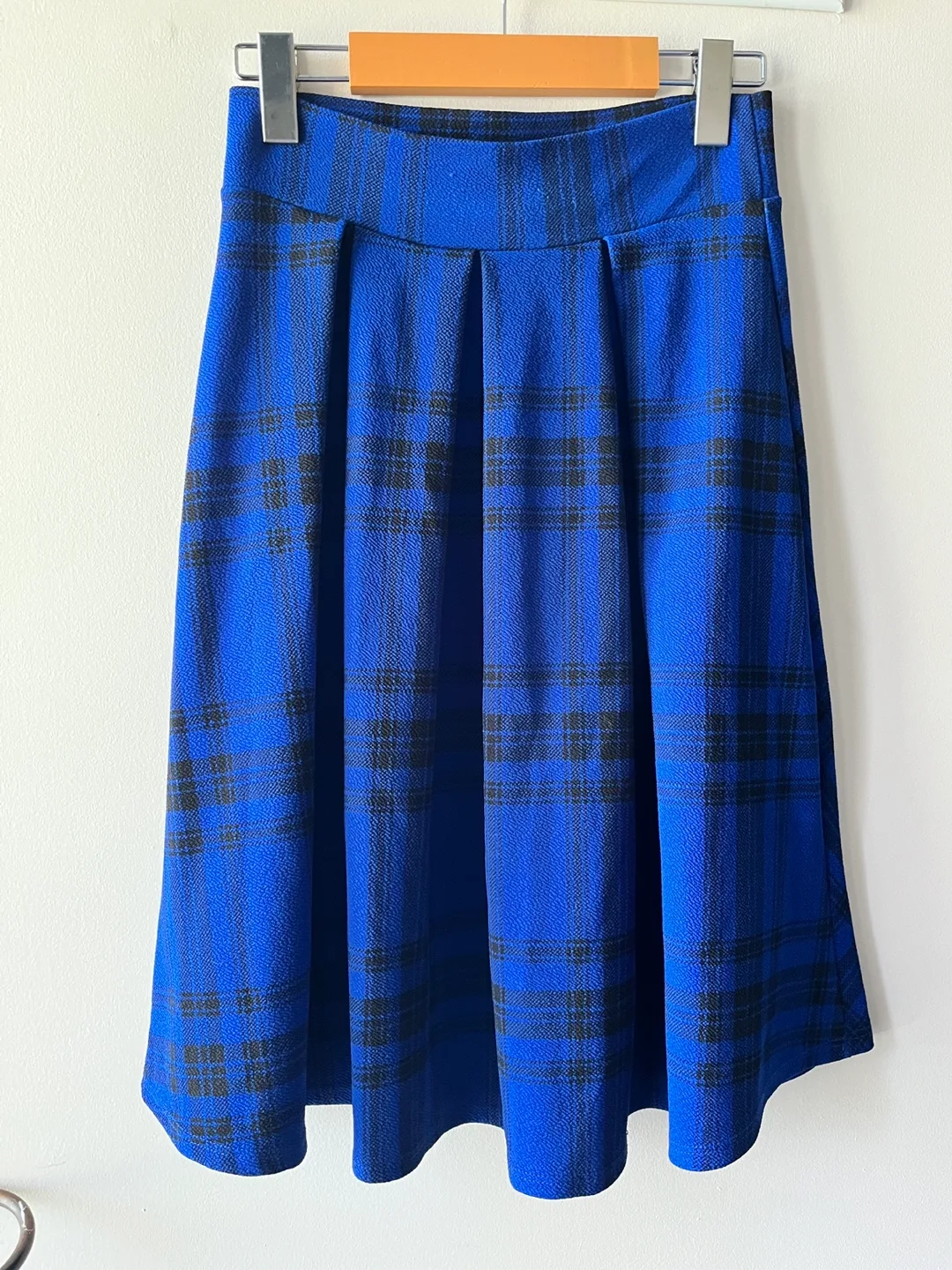 Blue Plaid High Waist Skater Skirt - Size Small thumbnail