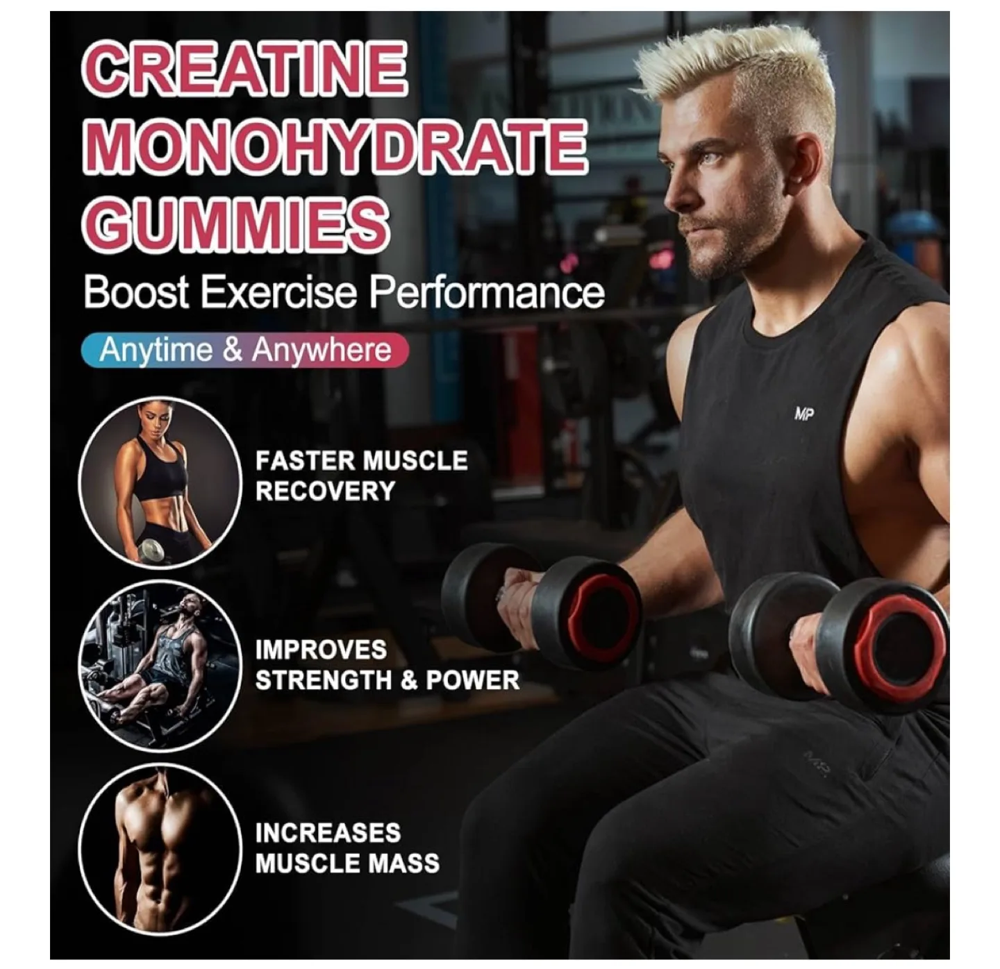 KAOXNU Creatine Monohydrate Gummies - 120 Gummies image indicator(2)