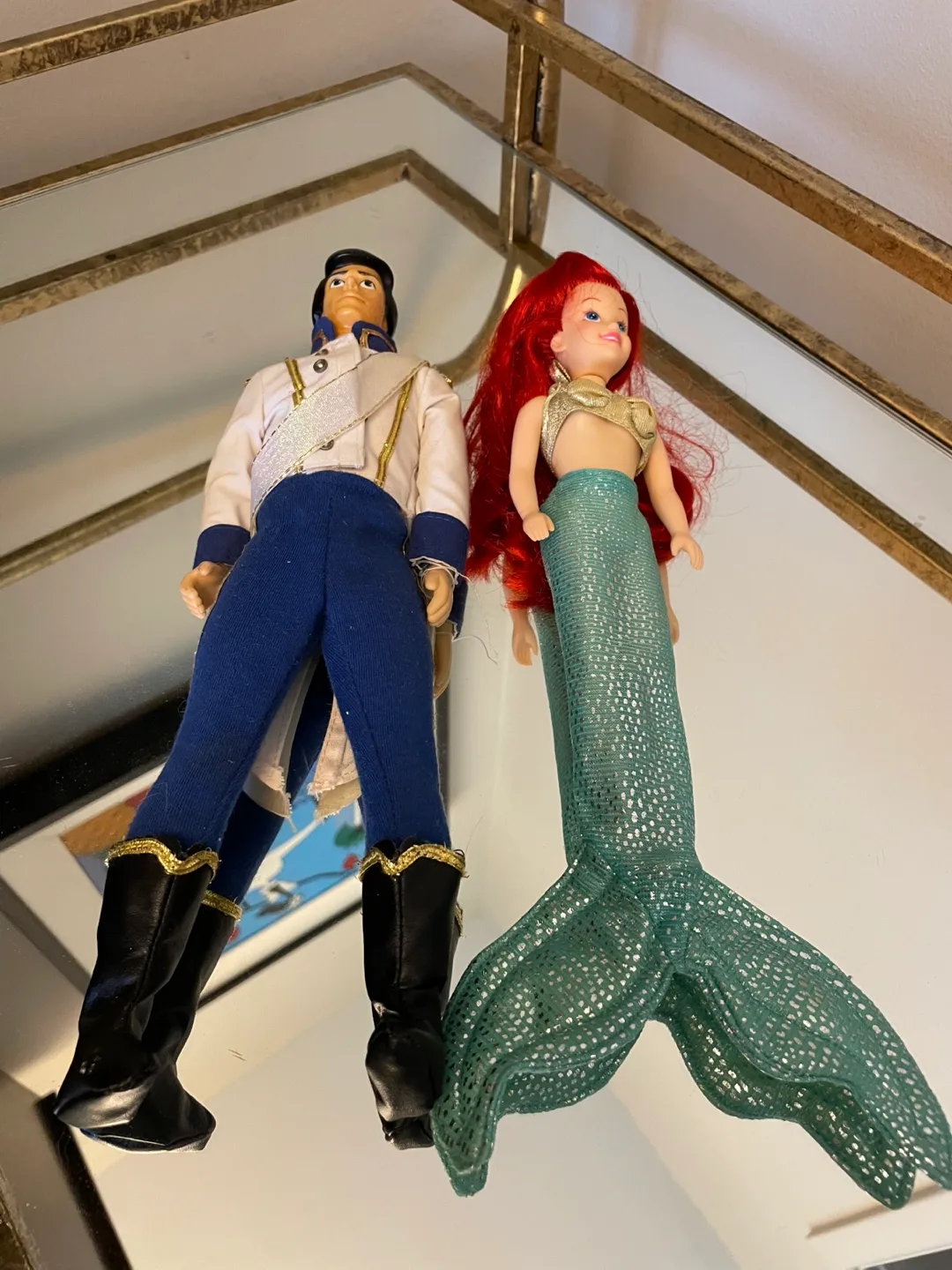 Authentic Disney Prince Eric & Ariel Dolls 1990 thumbnail
