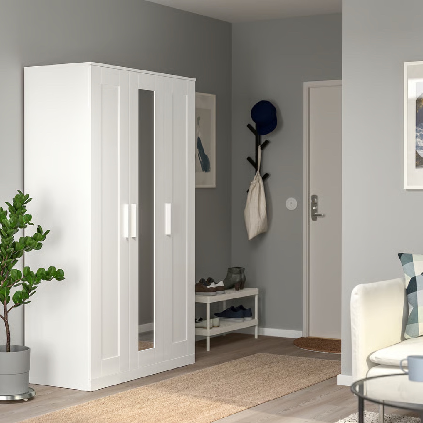 IKEA PAX Wardrobe with Mirror Door - White