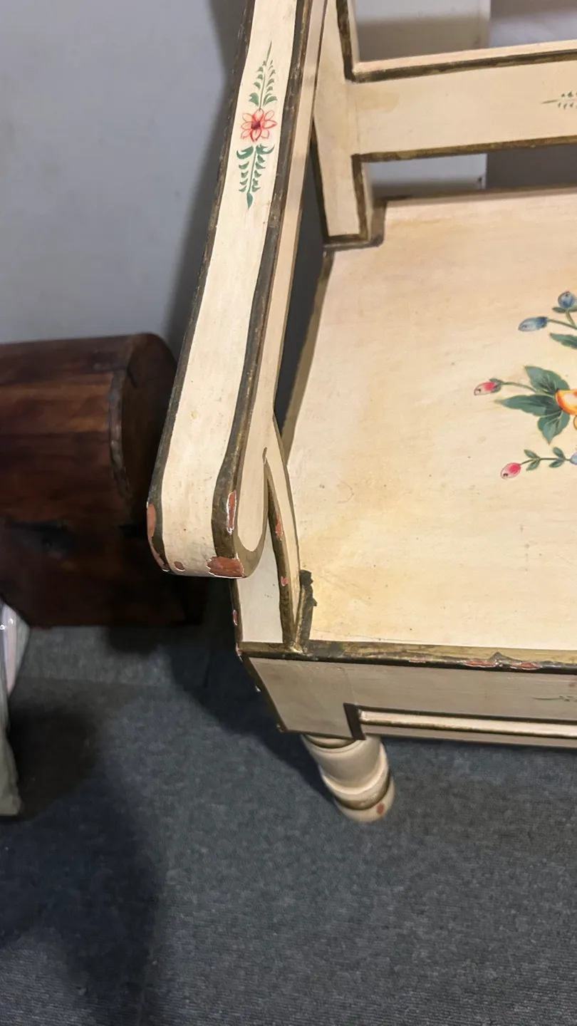 Solid wood chair, Vintage Floral Painted Accent Chair image indicator(6)