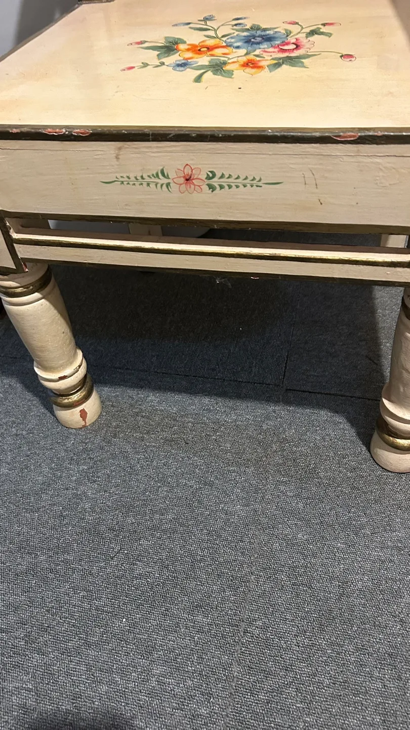 Solid wood chair, Vintage Floral Painted Accent Chair image indicator(4)