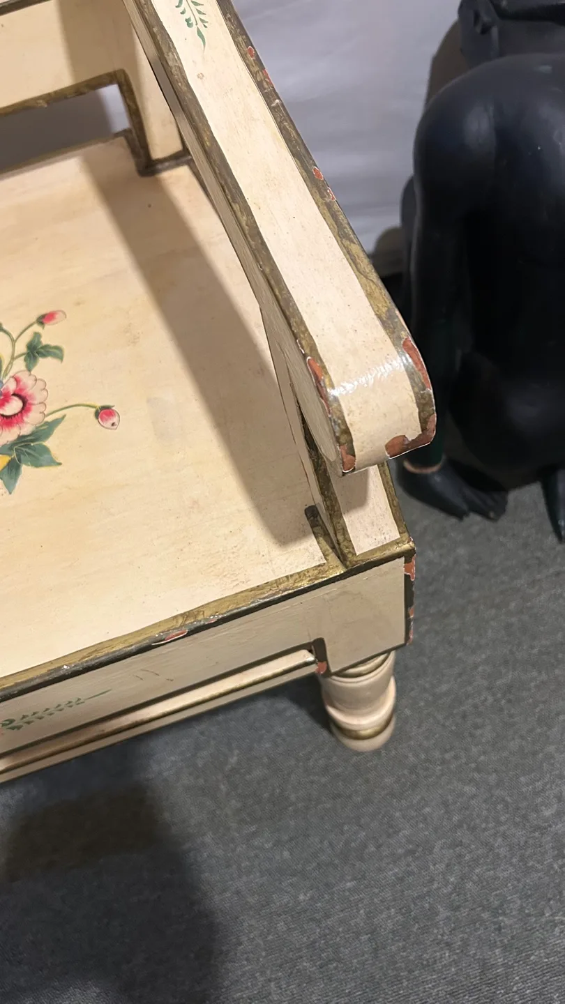 Solid wood chair, Vintage Floral Painted Accent Chair image indicator(5)