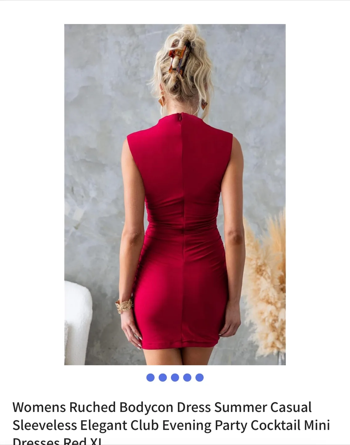 Ruched Bodycon Mini Dress - Red, XL image indicator(2)