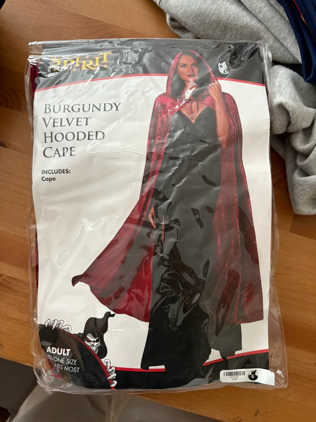 Burgundy Velvet Hooded Cape - Adult Size thumbnail