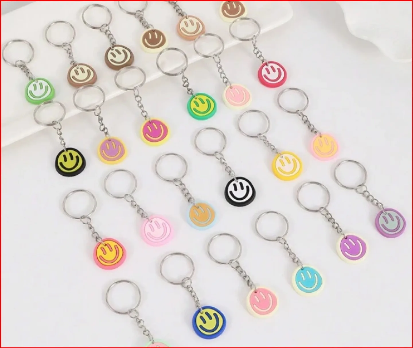 Smiley Face Keychain - Assorted Colours