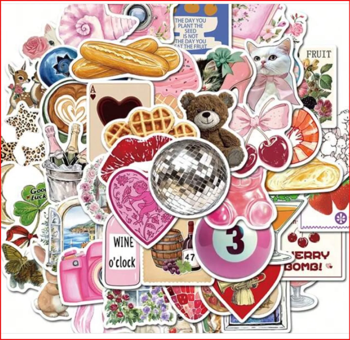 20 Cute Aesthetic Stickers - Variety Pack