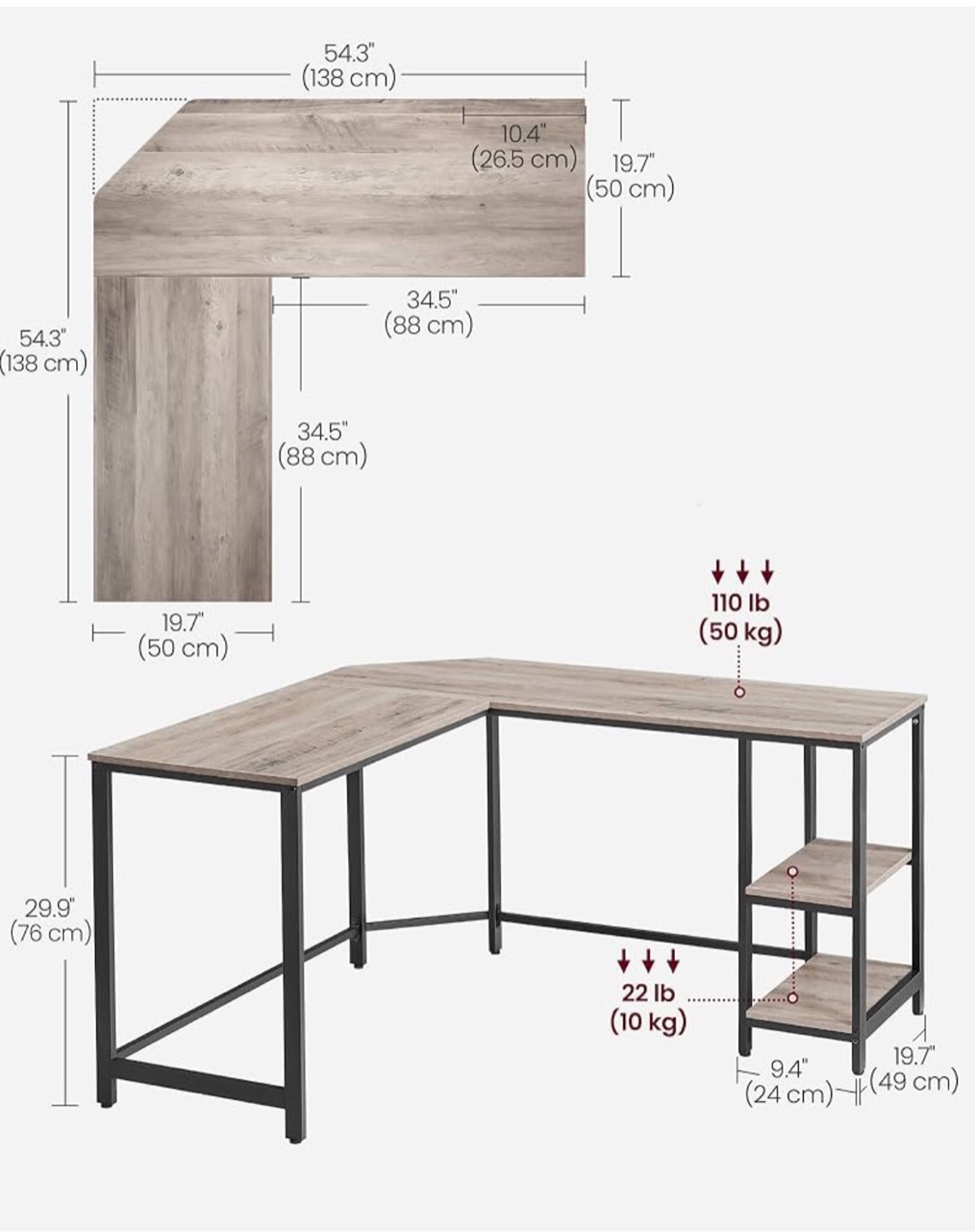 L-Shaped Corner Desk with Shelves - photo 2
