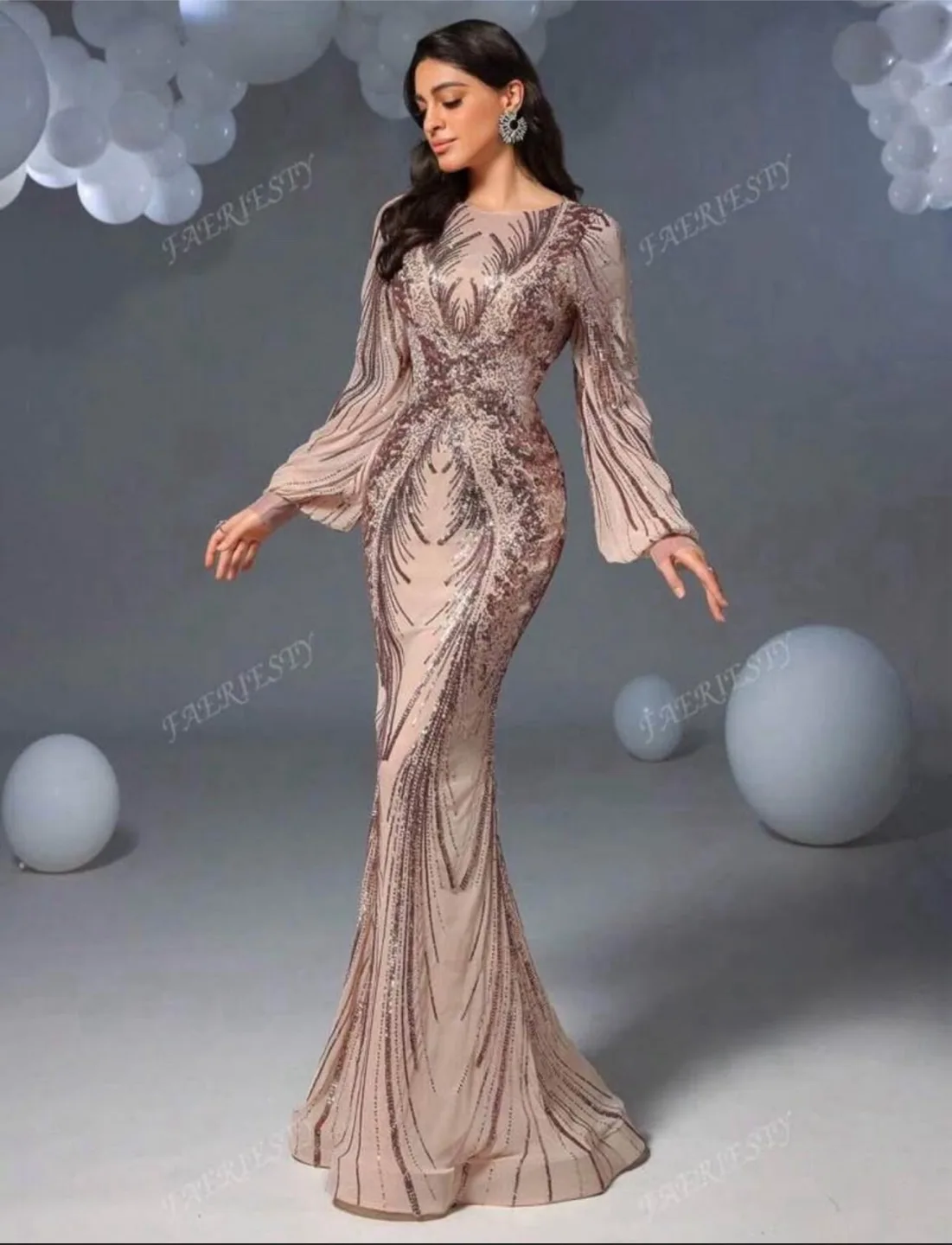 Party elegant fancy Sequin Mermaid Formal Dress thumbnail
