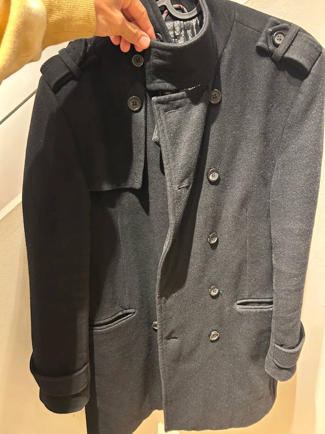 Zara Man Black Wool Blend Overcoat thumbnail