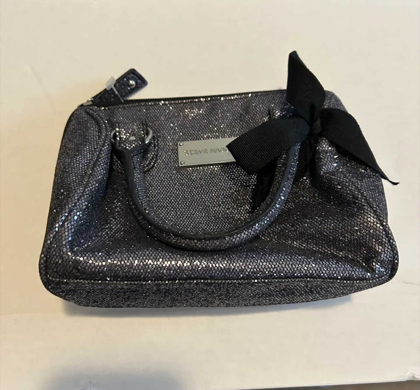 Steve Madden Black Glitter Mini Satchel thumbnail