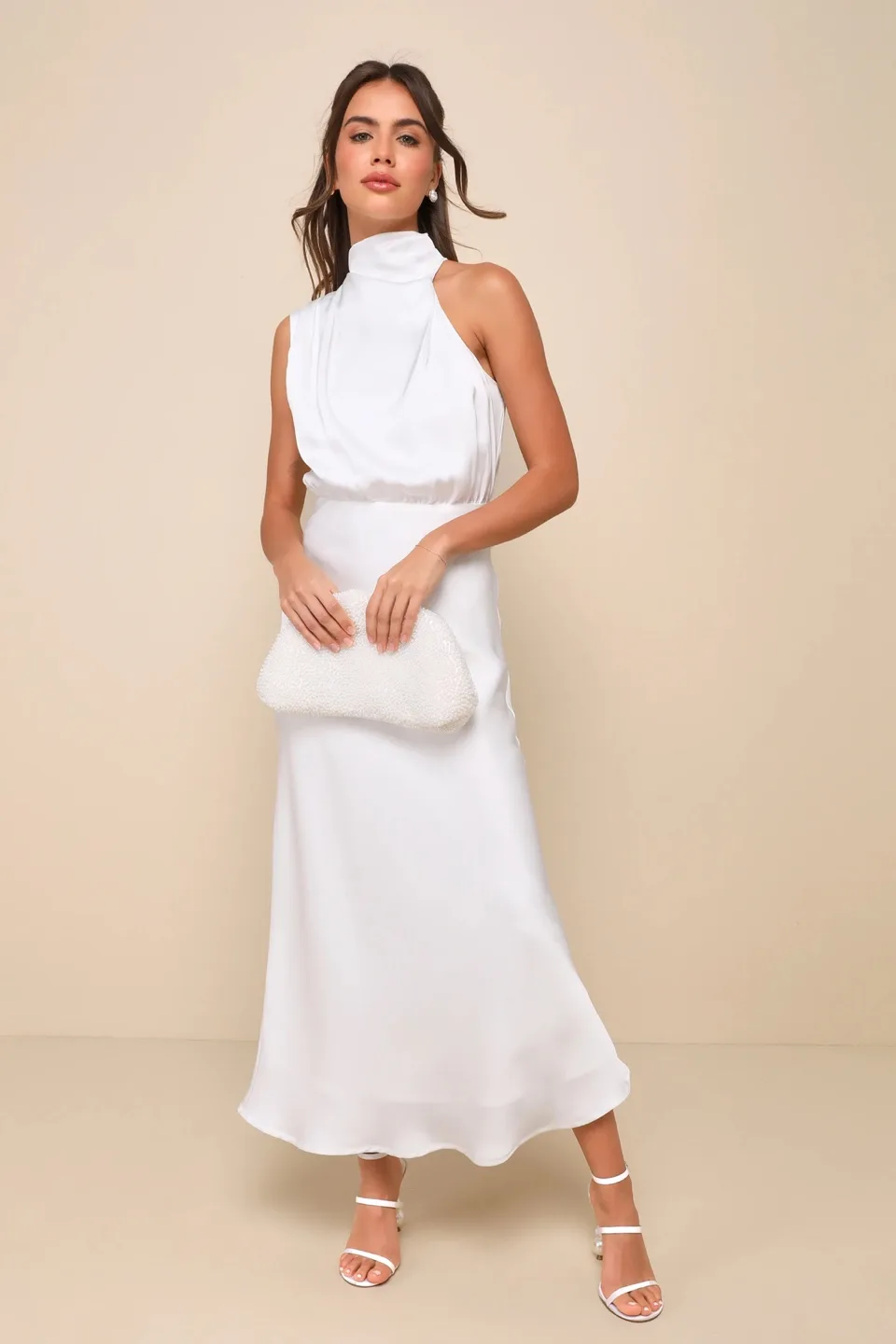 White High Neck Midi Dress thumbnail