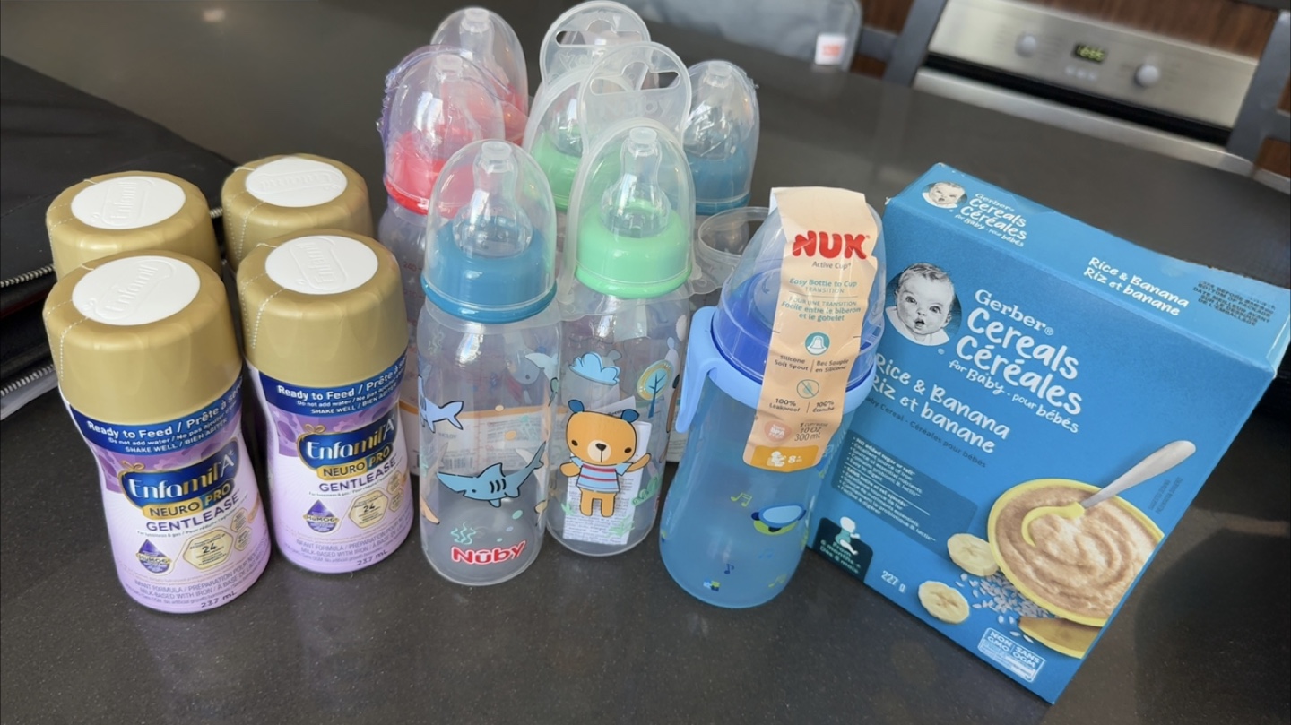 Baby Bottles, Enfamil Gentlease & Gerber Cereal