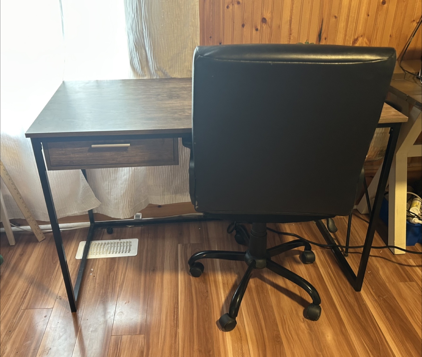 Desk with drawer and adjustable chair